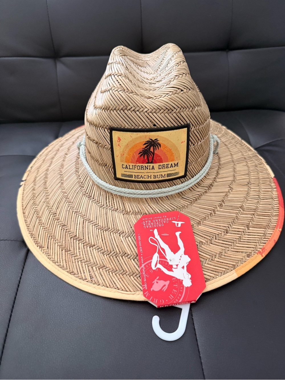 Peter Grimm Orange & Tan Straw Beach Hat with 'Good Vibes' Band